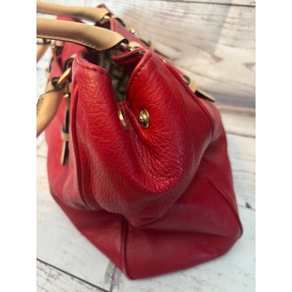 Michael Kors Pebbled Red Leather Medium Handbag Holiday Party Chic - Picture 7 of 12